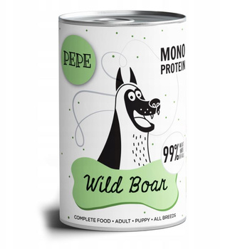 PAKA ZWIERZAKA MOKRA KARMA DLA PSA PEPE WILD BOAR DZICZYZNA 400g