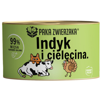 PAKA ZWIERZAKA MOKRA KARMA DLA KOTA INDYK Z CIELĘCINĄ 200g