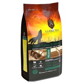 AMBROSIA LIGHT SENIOR KARMA DLA PSA NADWAGA STERYLIZOWANY INDYK ŁOSOŚ 2kg