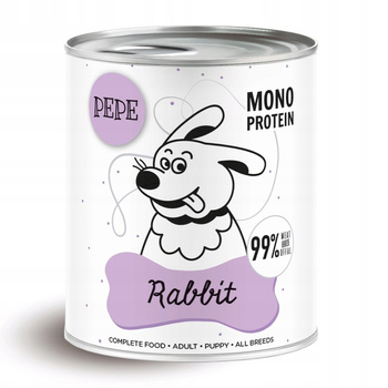  PAKA ZWIERZAKA KARMA DLA PSA SZCZENIĄT PEPE MONOPROTEIN RABBIT KRÓLIK 800g