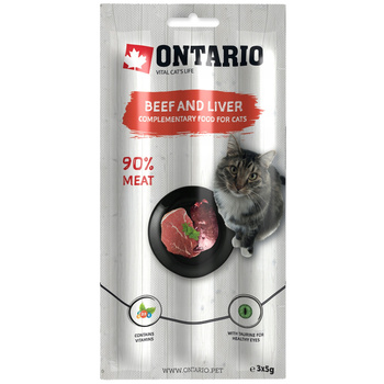 ONTARIO KABANOS DLA KOTA WOŁOWINA Z WĄTRÓBKĄ STICK FOR CATS BEEF & LIVER 3x5g
