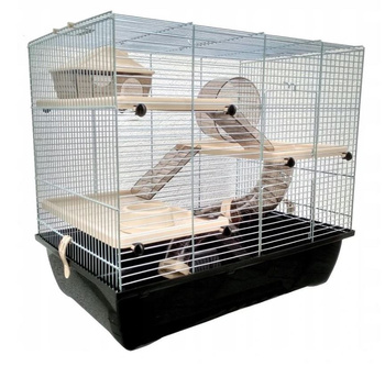 KLATKA DLA GRYZONI PINKY 3 ZINC KOLOR BEŻOWY Z CZARNĄ KUWETĄ