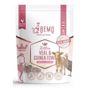  BEMO KITTEN VEAL GUINEA FOWL KARMA SUCHA DLA KOCIĄT CIELĘCINA I PERLICZKA 500g