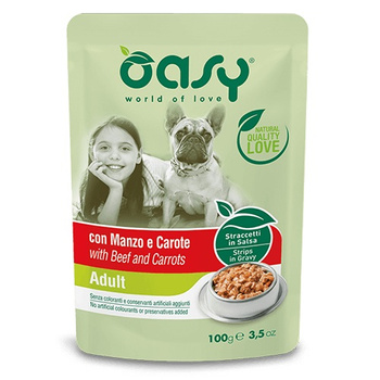 OASY STRIPS IN GRAVY ADULT MOKRA KARMA DLA PSA WOŁOWINA MARCHEWKA 100g 