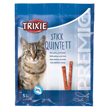 TRIXIE PREMIO STICKS PALUSZKI PRZYSMAK Z ŁOSOSIEM I PSTRĄGIEM DLA KOTA 5x5g