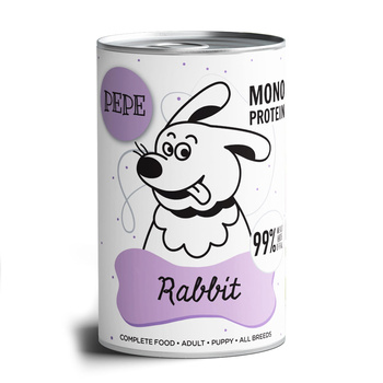 PAKA ZWIERZAKA MOKRA KARMA DLA PSA PEPE RABBIT KRÓLIK 400g