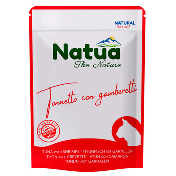 NATUA NATURAL MOKRA KARMA DLA KOTÓW TUŃCZYK Z KREWETKAMI W GALARETCE SASZETKA KOTA 70g