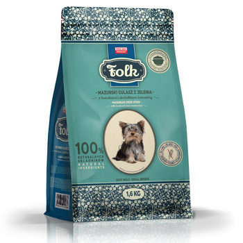 KARMA SUCHA DLA PSA RASY MAŁE PEŁNOPORCJOWA FOLK MINI JELEŃ BURAKI ŻURAWINA 1,6kg