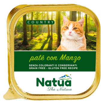 NATUA COUNTRY BEEF MOKRA KARMA DLA KOTÓW PASZTET Z WOŁOWINĄ TACKA KOTA 100g