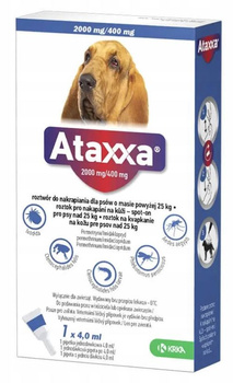 ATAXXA KROPLE NA KLESZCZE DLA PSA O MASIE POWYŻEJ 25kg 1x4,0ml