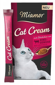 MIAMOR CAT CREAM PASTA PRZYSMAK DLA KOTA WOŁOWINA Z WARZYWAMI 5x15g