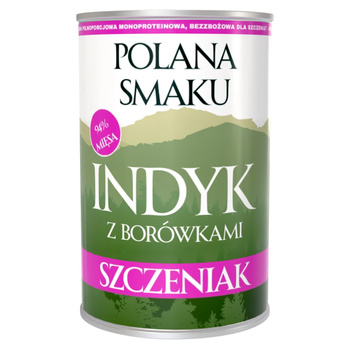  POLANA SMAKU MOKRA KARMA DLA SZCZENIĄT INDYK Z BORÓWKAMI 400g