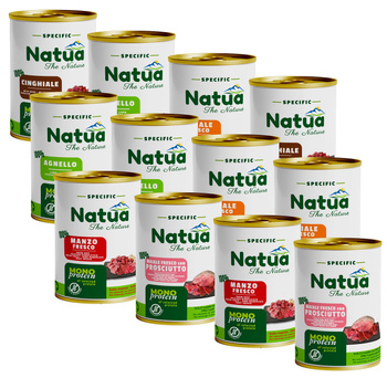 KARMA MOKRA DLA PSA MONOPROTEINOWA NATURALNA NATUA PASZTET MIX SMAKÓW 12x400g