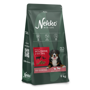 NEKKO SUCHA KARMA DLA PSA ŚREDNIE DUŻE RASY WOŁOWINA Z KACZKĄ 9kg