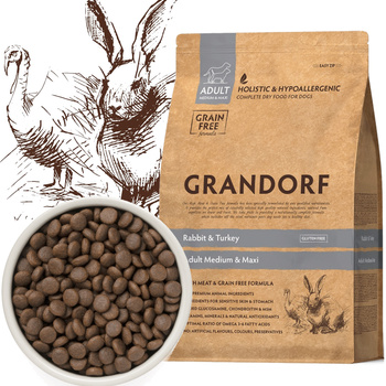 GRANDORF RABBIT TURKEY MEDIUM MAXI ADULT KRÓLIK INDYK KARMA DLA PSA 10kg
