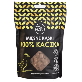 WOW!PETS NATURALNE MIĘSNE KĄSKI PRZYSMAKI TRESERKI SMACZKI DLA PSA KOTA KACZKA 120g
