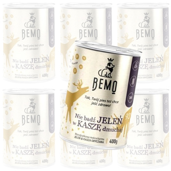 BEMO PAKIET NIE BĄDŹ JELEŃ W KASZĘ DMUCHAJ KARMA MOKRA DLA PSA 6x400g
