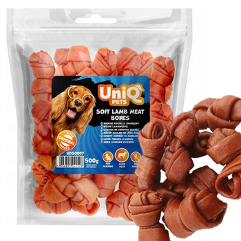 UNIQ PETS MIĘKKIE KOSTKI WĘZEŁKI Z JAGNIĘCINY MIĘSNY PRZYSMAK DLA PSA 500g