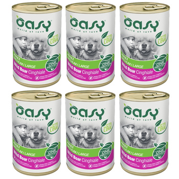 OASY ADULT MEDIUM LARGE MOKRA KARMA DLA PSÓW ŚREDNIE DUŻE RASY DZIK 6x400g
