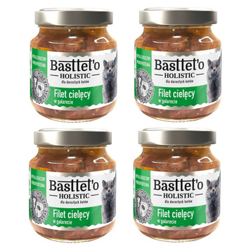 BASTTETO HOLISTIC MONOPROTEINOWA KARMA DLA KOTA CIELĘCINA W GALARECIE 4x130g