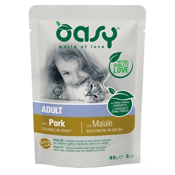 OASY CHUNKS IN GRAVY MOKRA KARMA DLA KOTA WIEPRZOWINA W SOSIE SASZETKA 85g