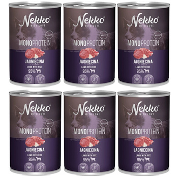 NEKKO MONOPROTEIN ADULT MOKRA KARMA DLA PSA JAGNIĘCINA Z RYŻEM 6x400g