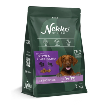 NEKKO SUCHA KARMA DLA PSA ŚREDNIE DUŻE RASY INDYK Z JAGNIĘCINĄ 2kg