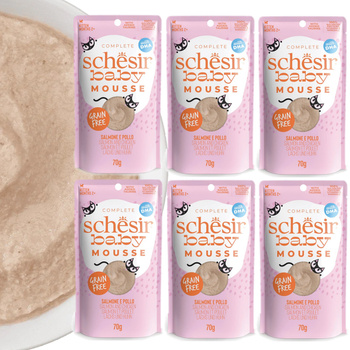 SCHESIR BABY MOUSSE MOKRA KARMA DLA KOCIĄT MUS Z ŁOSOSIA I KURCZAKA 6x70g