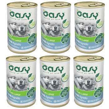 OASY ADULT MEDIUM LARGE MOKRA KARMA DLA PSÓW ŚREDNIE DUŻE RASY JAGNIĘCINA 6x400g