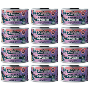 ŁAPSIE FOR CAT MOKRA KARMA DLA KOTA FILET Z KURCZAKA W BULIONIE PUSZKA 12x80g