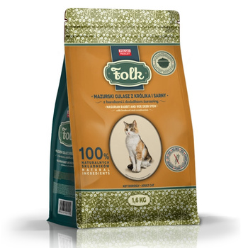  KARMA SUCHA DLA KOTA FOLK PEŁNOPORCJOWA KRÓLIK SARNA BURAKI ŻURAWINA 1,6kg