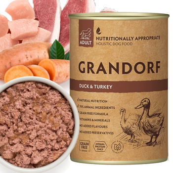 GRANDORF DUCK TURKEY KACZKA INDYK MOKRA KARMA W PUSZCE DLA PSA 400g