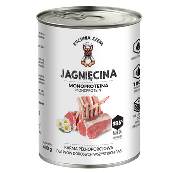 KUCHNIA SZEFA MOKRA KARMA DLA PSA MONOPROTEINOWA JAGNIĘCINA 400g