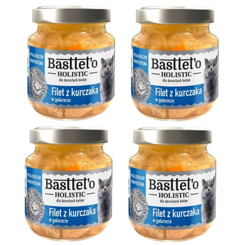 BASTTETO HOLISTIC MONOPROTEINOWA KARMA DLA KOTA FILET Z KURCZAKA W GALARECIE 4x130g