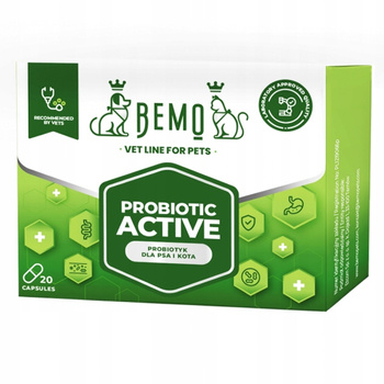 BEMO PROBIOTIC ACTIVE PROBIOTYK DLA PSA I KOTA 20kapsułek