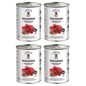 KUCHNIA SZEFA MOKRA KARMA DLA PSA MONOPROTEINOWA WOŁOWINA 4x400g