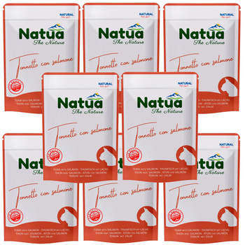 NATUA NATURAL MOKRA KARMA DLA KOTÓW TUŃCZYK Z ŁOSOSIEM W GALARETCE SASZETKA KOTA 8x70g