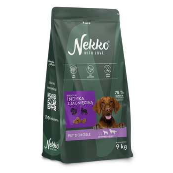 NEKKO SUCHA KARMA DLA PSA ŚREDNIE DUŻE RASY INDYK Z JAGNIĘCINĄ 9kg