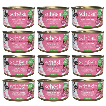 SCHESIR MOKRA KARMA DLA KOTA TUŃCZYK SZYNKA W GALARETCE PUSZKA 12x85g