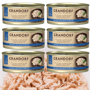 GRANDORF FILET KURCZAKA OKOŃ MORSKI KARMA KOTA ALERGIE POKARMOWE 6x70g