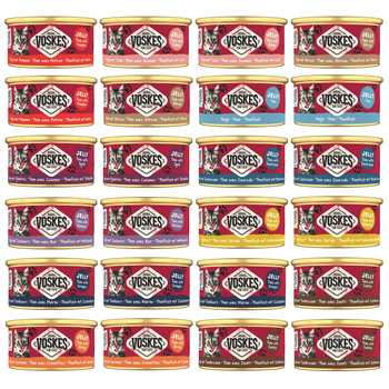  MOKRA KARMA DLA KOTA VOSKES TUNA MIX SMAKÓW Z TUŃCZYKIEM W GALARETCE 24x85g