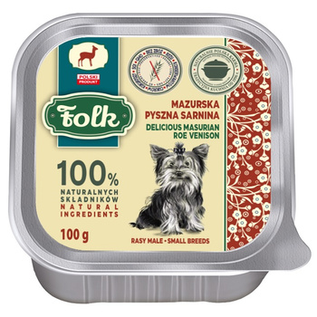  KARMA MOKRA DLA PSA RASY MAŁE FOLK MINI MAZURSKA PYSZNA SARNINA SZALKA 100g