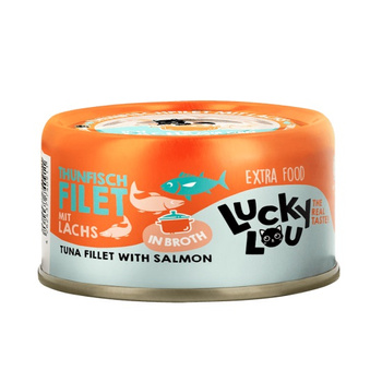 LUCKY LOU EXTRAFOOD KARMA DLA KOTA PRZYSMAK TUŃCZYK ŁOSOŚ W BULIONIE 70g