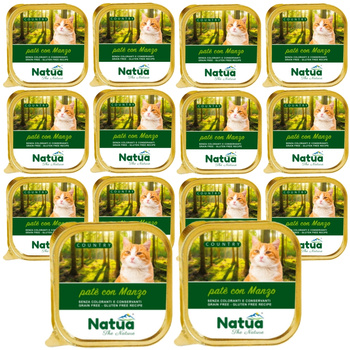 NATUA COUNTRY BEEF MOKRA KARMA DLA KOTÓW PASZTET Z WOŁOWINĄ TACKA KOTA 14x100g