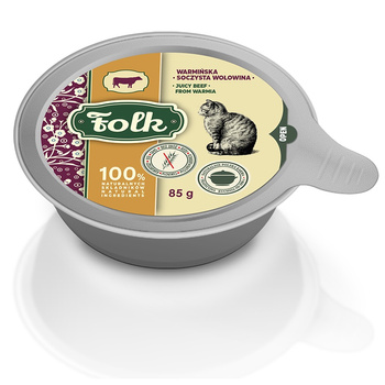  KARMA MOKRA DLA KOTA FOLK WARMIŃSKA SOCZYSTA WOŁOWINA SZALKA 85g