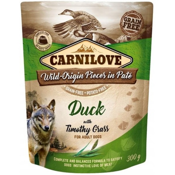 CARNILOVE DOG POUCH DUCK & TIMOTHY GRASS KARMA DLA PSA KACZKA TYMOTKA ŁĄKOWA 300g