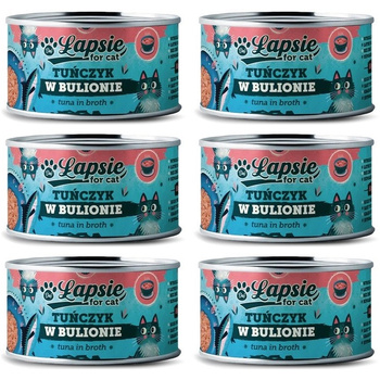 ŁAPSIE FOR CAT MOKRA KARMA DLA KOTA FILET Z TUŃCZYKA W BULIONIE PUSZKA 6x80g