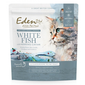 EDEN KARMA SUCHA PEŁNOPORCJOWA DLA KOTA DOROSŁEGO SENIORÓW KOTÓW Z NADWAGĄ BIAŁA RYBA I KAWIOR ZE ŚLEDZIA 1,5kg