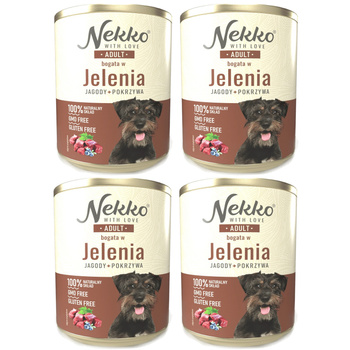 NEKKO MOKRA KARMA DLA PSA ADULT JELEŃ JAGODY POKRZYWA 4x800g