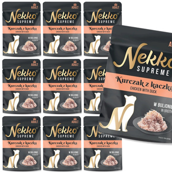 NEKKO SUPREME MOKRA KARMA DLA KOTA KURCZAK KACZKA W BULIONIE 10x70g